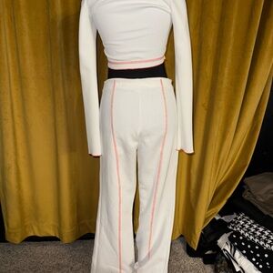 Women's White and orange Trim set